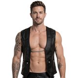 Svenjoyment Rock Style Imitation Leather Open Vest 2162113 Black L Cene