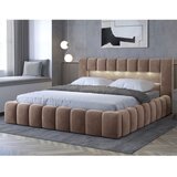 ELTAP Svetlo rjava oblazinjena zakonska postelja s prostorom za shranjevanje z letvenim dnom 180x200 cm Lamica – | Shoptok.si