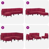  Set namještaja za dnevni boravak 5 pcs Vinska crvena Baršun | shoptok.hr