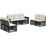 vidaXL Vrtna sedežna garnitura 7 pcs Črna in krem bela poli ratan, (5000271291) | Shoptok.si