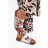 EVENTO Women's Cork Platform Slippers With Buckles Silver Vesina | Shoptok.si