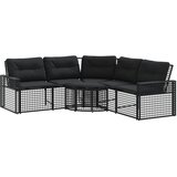  Vrtna sofa L-oblika s jastucima i tabureom crna od poliratana | Eponuda.com
