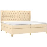  Krevet s oprugama i madracem krem 200 x 200 cm od tkanine | shoptok.hr