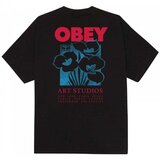 Obey Majice s kratkimi rokavi art studio flowers Črna u