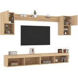  6-dijelni zidni TV elementi s LED svjetlima boja hrasta drveni | shoptok.hr