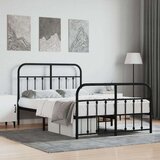 vidaXL Metalni okvir kreveta uzglavlje i podnožje crni 120x200 cm | shoptok.hr
