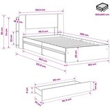  Okvir kreveta s pohranom s ladicama Siva Sonoma 100 x 200 cm | shoptok.hr
