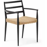 Kave Home Jedilni stoli iz masivnega hrasta v črni in naravni barvi v kompletu 2 ks Analy –