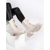 SEASTAR Light beige women's worker boots with pins | Shoptok.si