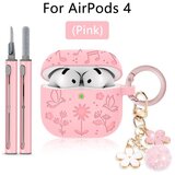 INF 3D reliefna silikonska zaščitna torbica z motivom metuljev in cvetja, združljiva z AirPods 4 – prijazna do kože, odporna na prah, pralna Roza, (5000244353) Cene