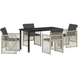 vidaXL 5-dijelni vrtni blagovaonski set s jastučićima svijetlosivi poly rattan | shoptok.hr