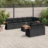  9-dijelni set vrtnih sofa s jastucima crni od poliratana | shoptok.hr