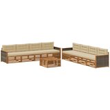 vidaXL Zunanja garnitura za sedenje z blazino 9 pcs Naravna in bež, (5000282532) | Shoptok.si