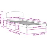  Krevetni okvir s naslonjačem Ulašteni smeđi 100x200 cm Masivna borovina | shoptok.hr