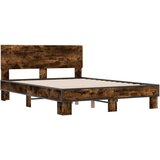  The Living Store Posteljni okvir dimljeni hrast 120x200 cm inž. les in kovina - Posteljni Okvir, (21446241) | Shoptok.si