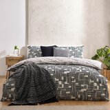 Catherine Lansfield Črna/siva podaljšana posteljnina za zakonsko posteljo 230x220 cm Blocks – | Shoptok.si