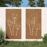 vidaXL Vrtni zidni ukrasi 2 kom 105x55 cm čelik COR-TEN cvjetni uzorak cijene