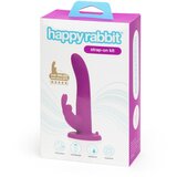 happyrabbit Strap-On - vibrator na trak z zajčkom (vijolična) | Shoptok.si