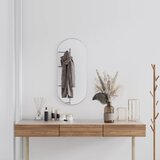 vidaXL Stensko ogledalo srebrno 80x35 cm ovalno | Shoptok.si
