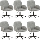 vidaXL Vrteči pisarniški stoli 6 kos 54 x 55 x 90 cm Svetlo siva Žamet, (5000302283) | Shoptok.si