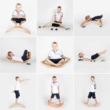 MeowBaby Ploča za ravnotežu od borovine u prirodnoj boji 80x30x18 cm Montessori - | shoptok.hr