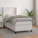 vidaXL Box spring postelja z vzmetnico bel 90x190 cm umetno usnje Cene