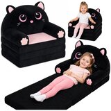  Reclining Armchair Sofa Couch Kitten 2in1 For Children Soft Plush Black Cene