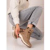 SHELOVET Lace-up women's trappers with decorative zipper cene