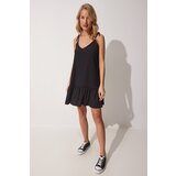  Women's Black Tied Straps Summer Knitted Dress Cene