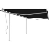 vidaXL ročno zložljiva tenda s stebrički 4x3 m antracitna | Shoptok.si