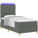 vidaXL Konstrukcija postelje z vzmetnico & LED Temno siva 80x200 cm Tkanina | Shoptok.si