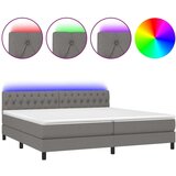  Box spring postelja z vzmetnico LED temno siva 200x200 cm blago, (20726808) | Shoptok.si