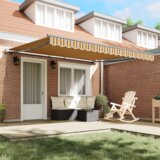 vidaXL Samodejna Zložljiva Tenda Barvna Črta 400x300 cm | Shoptok.si