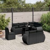  Vrtna sedežna garnitura 9-delna z blazinami črn poli ratan, (21146762) | Shoptok.si