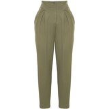 Trendyol Khaki Cotton Carrot Pattern Stripe Detailed Woven Trousers | Shoptok.si