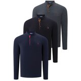 Dewberry TRIPLE SET V4009 MENS SWEATSHIRT-BLACK-LACQUER-ANTHRACITE Cene