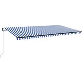 vidaXL avtomatska tenda LED + senzor 600x350 cm modra in bela | Shoptok.si