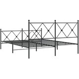  Metalni okvir kreveta uzglavlje i podnožje crni 150x200 cm | shoptok.hr