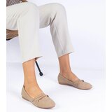 Gemre Beige women's matte eco-leather ballet flats Baronna | Shoptok.si