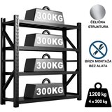 Epro metalna montažna polica professional 200x200x60cm/ metal-metal/ 1.200kg (4x300kg) crna Cene