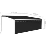  Ročno zložljiva tenda s senčilom in LED 4,5x3 m antracitna - - antracit siva - 34.22 - 4.5 x 3 m - 2025- | Shoptok.si