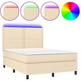  Krevet box spring s madracem LED krem 140x200 cm od tkanine | shoptok.hr