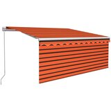 Tenda Ročno zložljiva tenda s senčilom LED 3,5x2,5 m oranžna in rjava | Shoptok.si