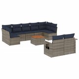  Vrtni set od 10 dijelova s jastucima sivi poliratan - Siva 1 2x corner + 5x middle + table + 2x sofa | shoptok.hr