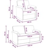  Set sofe 2 kom. Žuta Baršun - Žuta 1-Persona (70 cm) 2-Persona (140 cm) | shoptok.hr