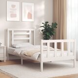 vidaXL Okvir kreveta s uzglavljem bijeli 90 x 200 cm od masivnog drva Cijene