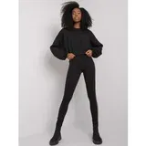 Fashion Hunters Black women's leggings with stripes Elena RUE PARIS