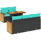 vidaXL 6-delni vrtni komplet sedežnih garnitur z blazinami črne barve poli ratan akacija, (5000293601) | Shoptok.si