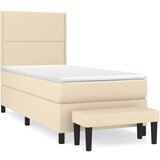 vidaXL Box spring postelja z vzmetnico krem 90x200 cm blago, (20895813) | Shoptok.si