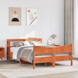  Okvir kreveta s uzglavljem voštano smeđi 140x190 cm od borovine | shoptok.hr